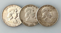 (3) Franklin Half Dollars (90% Silver)