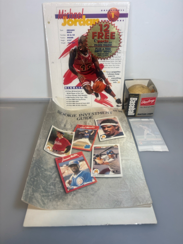Micheal Jordan Magazine With Rawfings Baseball And More Memorabilia