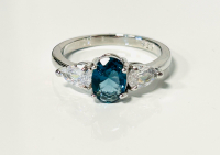 (3) Beautiful Rings: Blue and White Saphire, Aquamarine and Blue Saphire, and Aquamarine Trillion Cut - 3