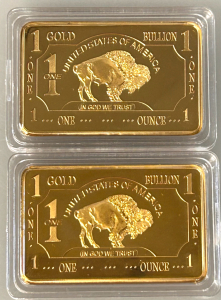 (2) Gold Plated Novelty Bars