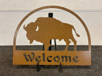 (3) Custom Metal Welcome Signs By Jacks Metal Works and (3) Stands - 4