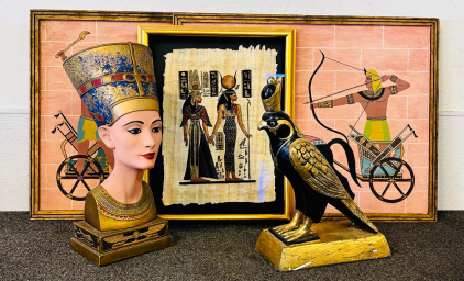 Egyptian Themed Home Decor Including: Wall Art and Statues