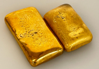 (2) Gold Bars Made of Melted Computer Parts