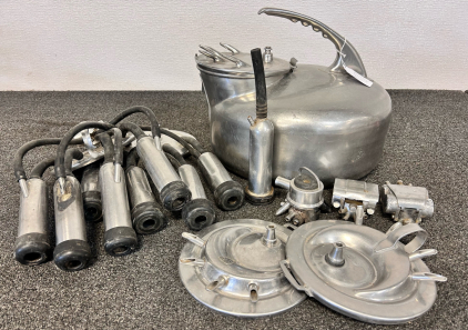 Vintage Stainless Milking Bucket with Attachments "The Surge Milker"