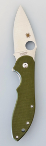 Green and Silver Spyderco Folding Knife
