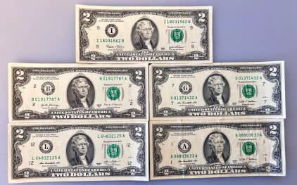 (5) 2-Dollar Bills