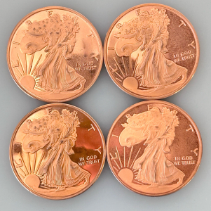 (4) 1 Oz. copper Rounds