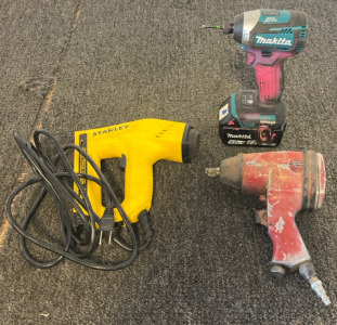 Makita DTD153 Impact Driver 18V Brushless w/ 5.0Ah, Central Pneumatic Air Tool, Stanley Staple Gun