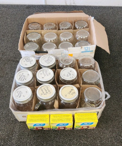 24 Canned Jars And 3 Boxes Of Fruit Pectin