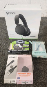 Xbox Stereo Headset, Call Of Duty Performance Thumbstick Covers, Duel Port Car Charger, 6ft USB Cable, and USB-C To HDMI Cord