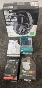 Xbox RIG 500 Pro HX Competative Gaming Headset, Monster Bluetooth FM Transmitter & 20w Car Charger, Micro USB Charging Cord, and Rubiks Phantom Cube
