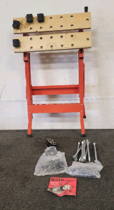 Minotaur Tilt & Fold Workbench, And Thompson Roto Stripper with Accessories.