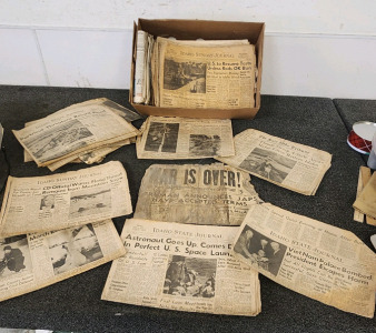 Box of vintage Idaho State Journal Headliners! Including August 14th 1945 WAR IS OVER Truman Announces Japan Accepted Terms!