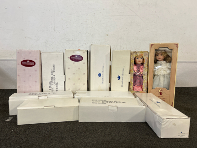 (12) Collectible Porcelain Dolls - Tweet Dreams, Cinderella Doll, Bride Dolls, & More