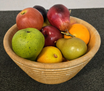 Wood Bowl w/ Decorative Fruit