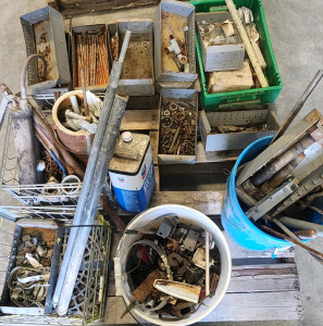 Pallet Of Tools, Assortment Of Screws Nails and Bolts, And More!