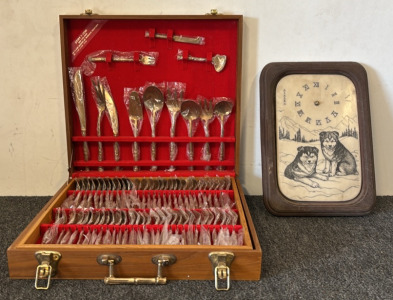 Johny&rsquo;s Gems Antique Silverware Collection & Vintage Wolf Clock
