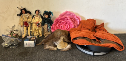 Antique Native American Dolls, Vest, Fur, & More