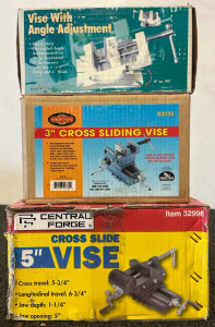 Central Forge Cross Slide 5&rdquo; Vise, Shop Fox 3&rdquo; Cross Sliding Vise, Vise With Angle Adjustment