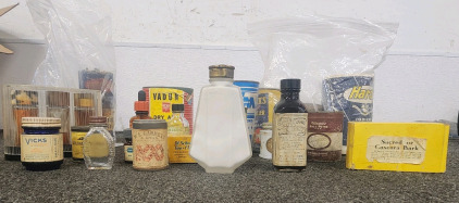 Vintage Medicine Bottles, Cologne, Dry Art Colors, And More