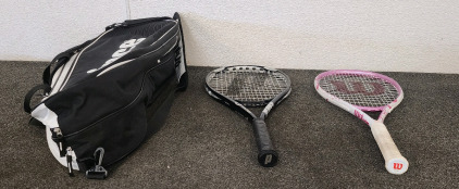 Prince Tennis Racket, Bag, and Wilson Tennis Racket