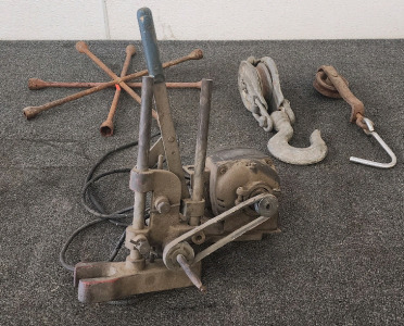Tire Irons, Pulley Block, Antique Meat Hook Trolley, and More!