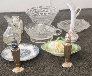 Box of Various Glassware, and Vintage Salt And Pepper Shakers