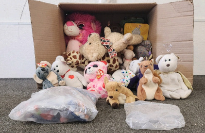 Box Of TY Beanie Babies And Other Toys