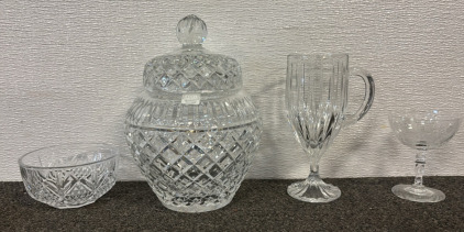Fifth Avenue Crystal Jar & Assortment of Glasses