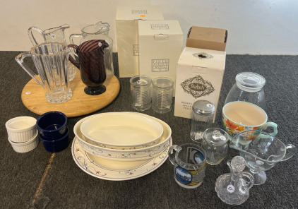 Crystal Cup Sets, Pitchers, Other Glass Dishes