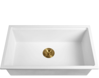 Yaqun Undermount Single Bowl Kitchen Sink Granite White 32x18