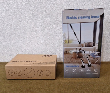(1) Whetstone / Knife Sharpner Kit & (1) Rechargeable Electric Cleaning Brush