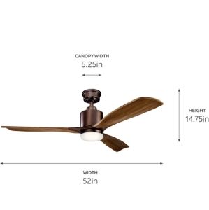 Kichler 52" LED Ceiling Fan Oil Brushed Bronze and Walnut