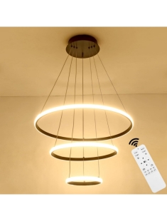 3 Ring Chandelier Black Modern LED 24" Adjustable Height