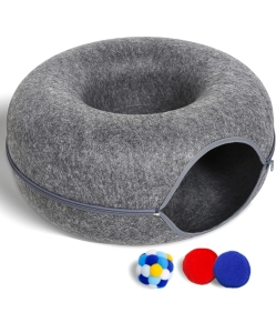 Cat Tunnel Donut Bed 24" Beige, Petfamily 40pk Cat Litter Box Pads 16.9"x11.4" and Whole Box Amazon Overstock