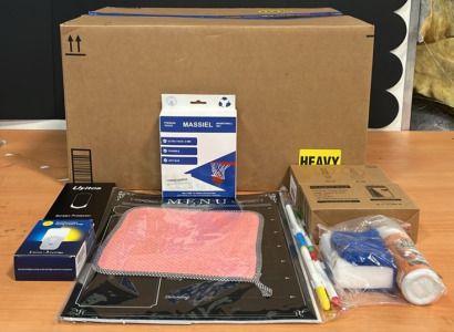 (2) Three Packs of Dimmable Filament Lightbulbs (1) Weekly Meal Prep Planner (1) Multifunctional Flying Insect Trap & An Amazon Returns Box