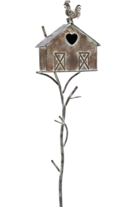 Rustic Farmhouse Birdhouse 55" and 6'x10' Area Rug Grey Shag Diamond and Whole Box Amazon Overstock