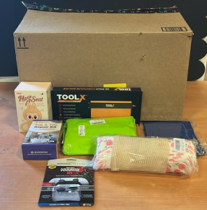 (1) Tool X 10&rdquo; Contour Gauge (1) Tube & Tile Repair Kit (1) Steel Series Preformance Thumbsticks & An Amazon Returns Box