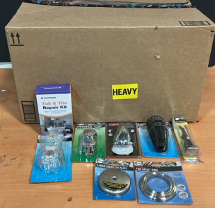 Assortment of Bathroom Remodeling Items & An Amazon Returns Box