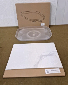 (1) Murry Home Glass Cutting Board, 12" x 16" & (1) Ekkenn Fridge Lazy Susan Organizer 12" x 16"