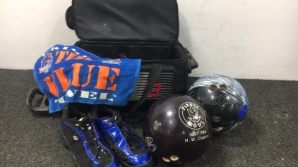 (2) Bowling Balls, Set of Shoes and More