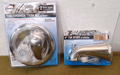(1) Danco Tub/ Shower Trim Kit For Moen, Brushed Nickel Finish Finish & (1) Danco 6" Tub Spout W/ Diverter, Brushed Nickel Finish