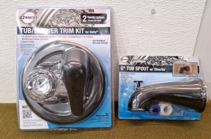 (1) Danco Tub/ Shower Trim Kit For Delta, Oil Rubbed Bronze Finish & (1) Danco 6" Tub Spout W/ Diverter, Matte Black Finish