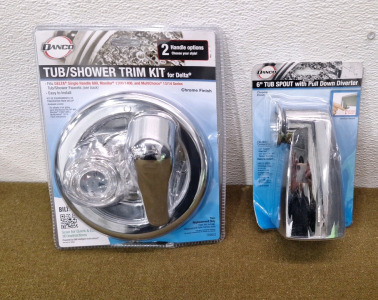 (1) Danco Tub/ Shower Trim Kit For Delta, Chrome Finish & (1) Danco 6" Tub Spout W/ Pull Down Diverter, Chrome Finish