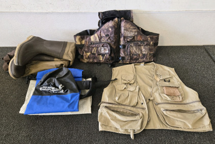 White River Fly Shop Waders, Lifejacket, Vest & Portable Clothes Washing Bags
