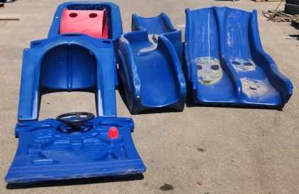 City Of Weiser- PLASTIC PLAY GROUND SLIDE ONE SINGLE AND ONE DOUBLE AND OTHER ATTACHMENTS GREAT FOR A DYI PROJECT..