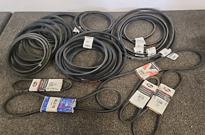 Various Gates Belts Several Large Belts (HI Power IIV B173) and Electric Motor Belts and More.