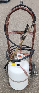 5 Gallon Propane Tank and Weed Burner and Hose.. and Dolly.