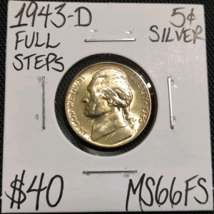 1943-D MS66FS Full Steps Silver Gem Nickel