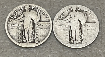 (2) Standing Liberty Silver Quarters (Dates Not Visible)